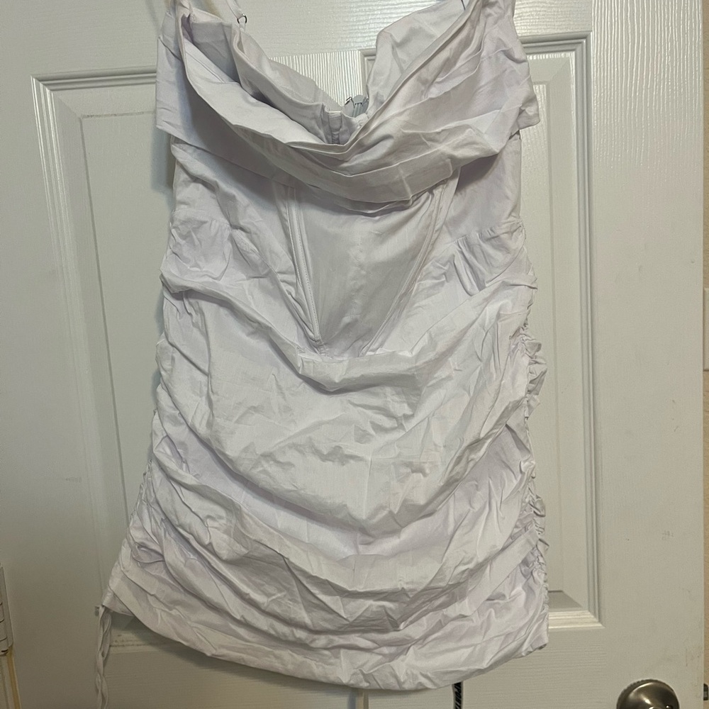 Elegant White Ruched Cowl Neck Top